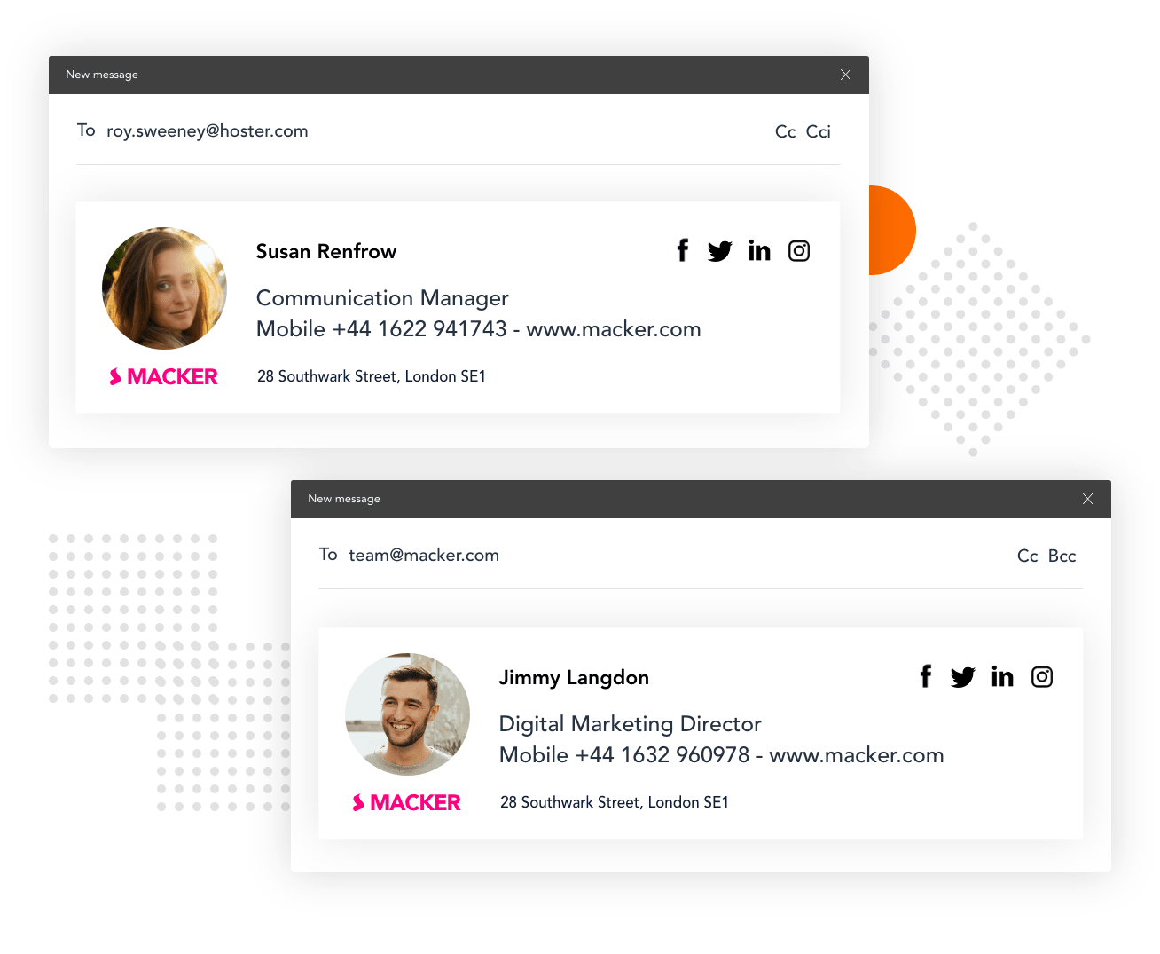 The platform for a professional email signature