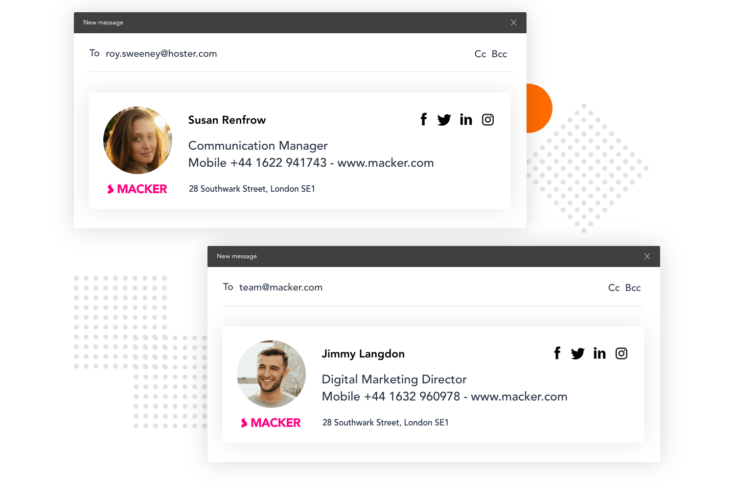 The platform for a professional email signature