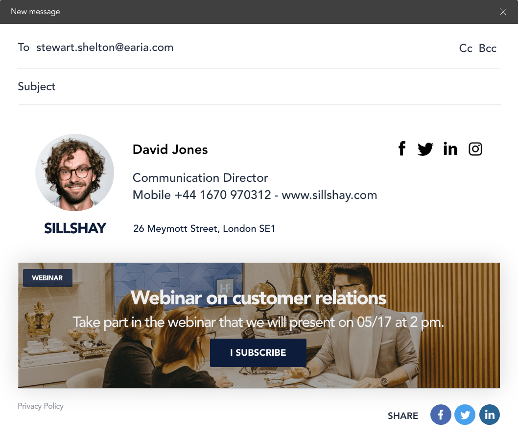 Share banners on social media