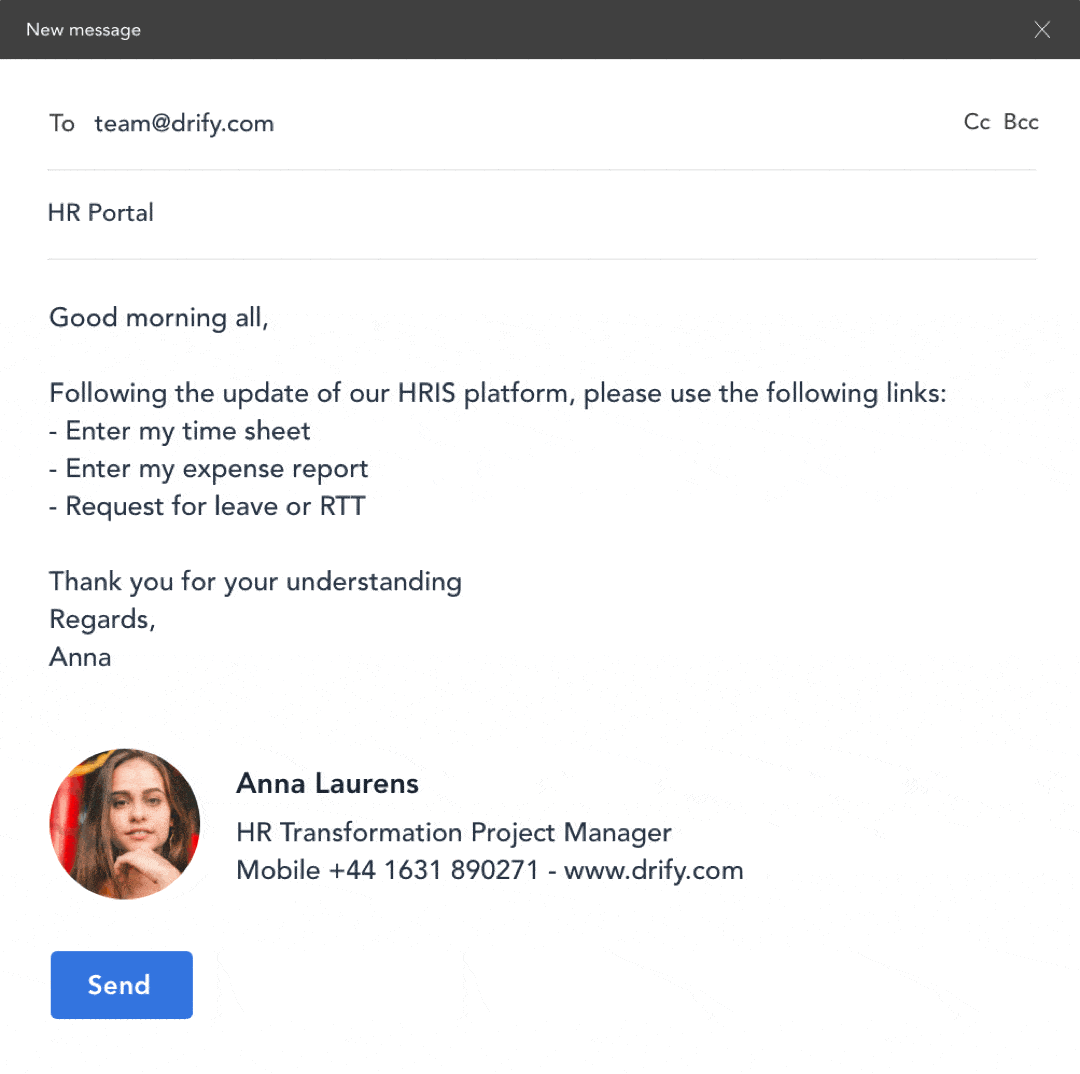 Program internal emails to address part or all of your workforce
