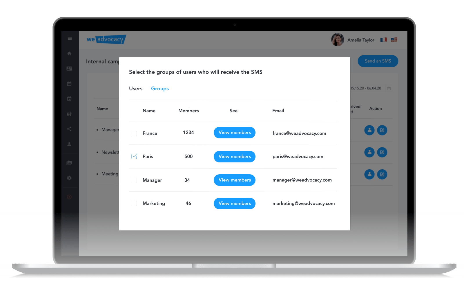 Choose which collaborators receive the information